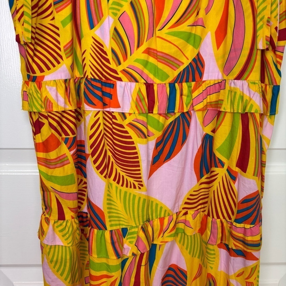 Flora Bea NYC Carey Maxi Dress Yellow Tiered Ruffle Small NWOT - Picture 5 of 12